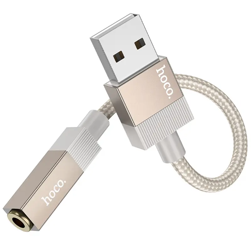 Перехідник Hoco UPA32D Clever USB to 3.5mm, Gold 3, купити оптом з доставкою