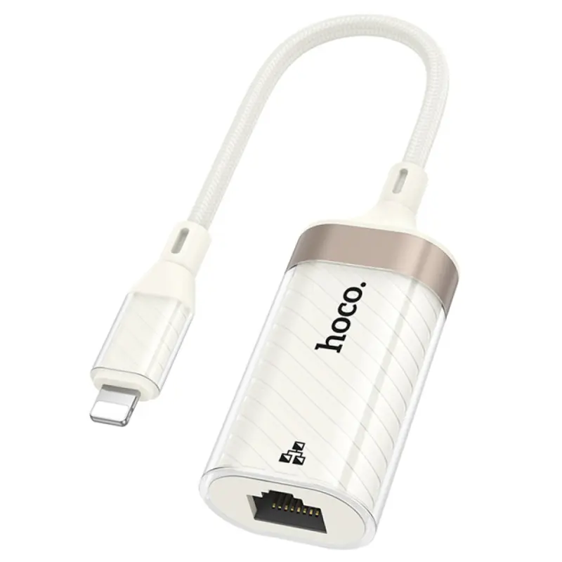 Переходник Hoco UA41A Crystal Lightning to RJ45 100 Mbs (0.15m), купить оптом с доставкой