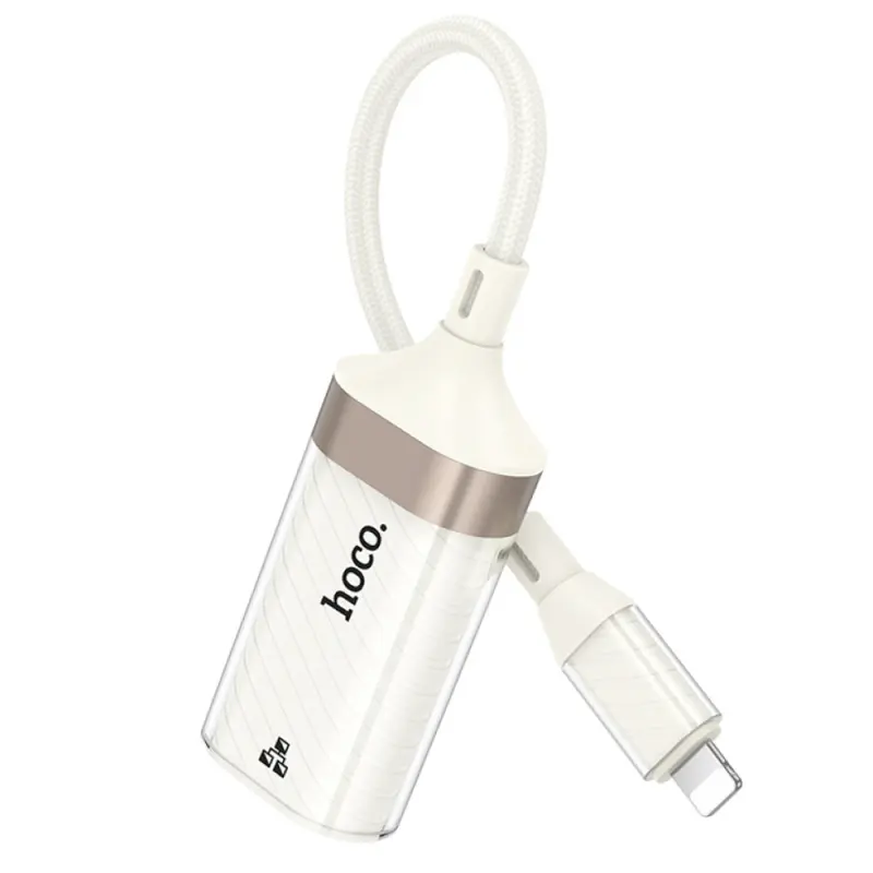 Переходник Hoco UA41A Crystal Lightning to RJ45 100 Mbs (0.15m), Apricot 1, купить оптом с доставкой