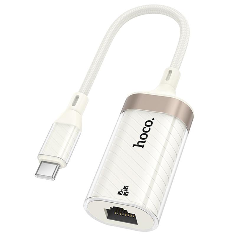 Перехідник Hoco UA41B Crystal Type-C to RJ45 100 Mbs (0.15m) на малюнкі №1