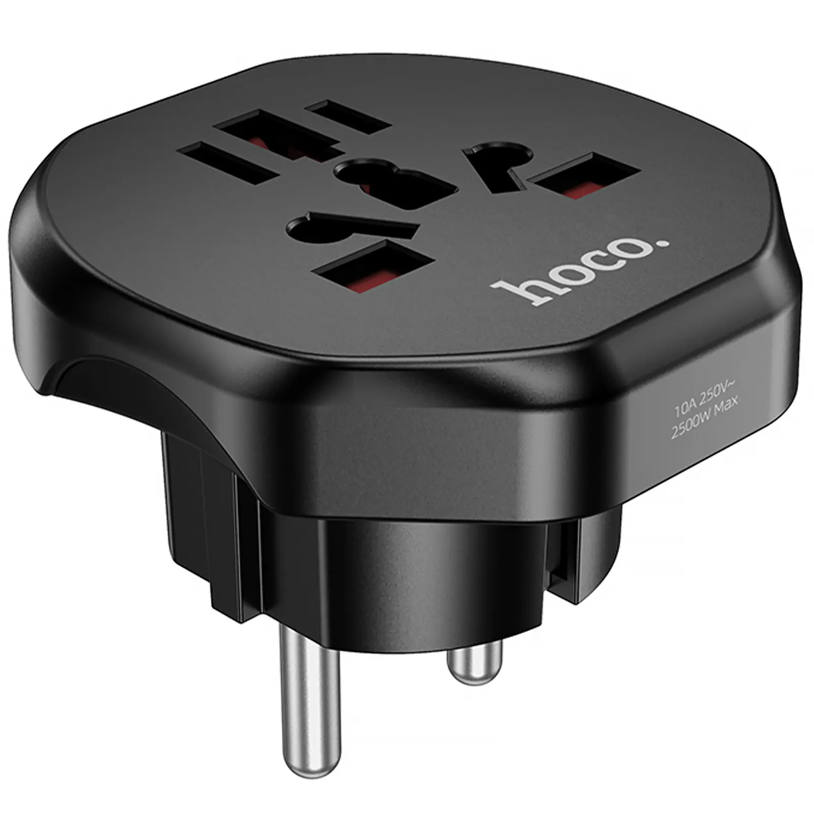 Сетевой универсальный переходник Hoco AC6 3in1 (EU), Black, купить оптом с доставкой