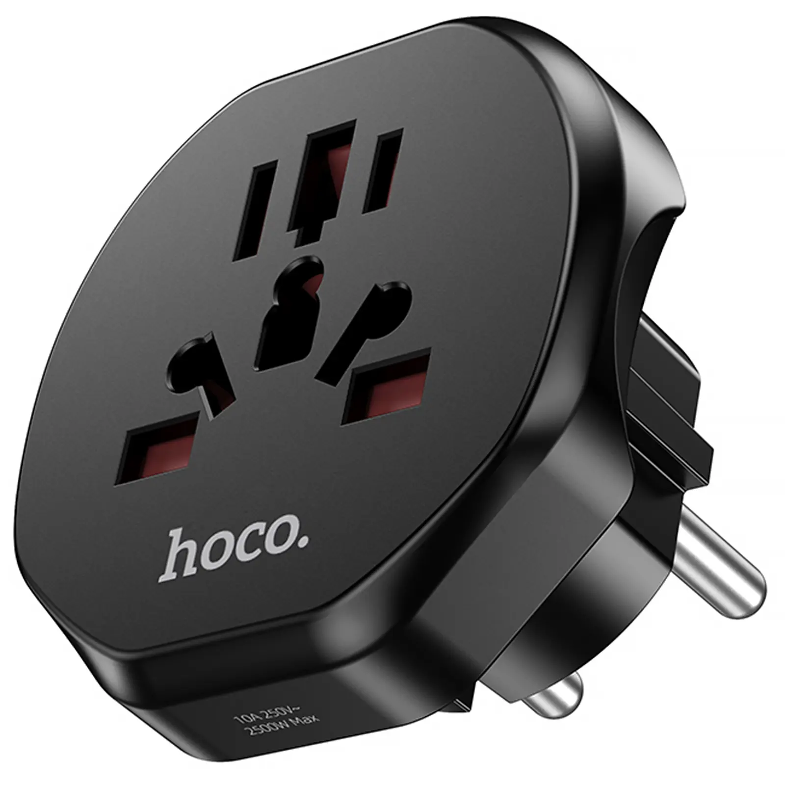 Сетевой универсальный переходник Hoco AC6 3in1 (EU), Black 1, купить оптом с доставкой