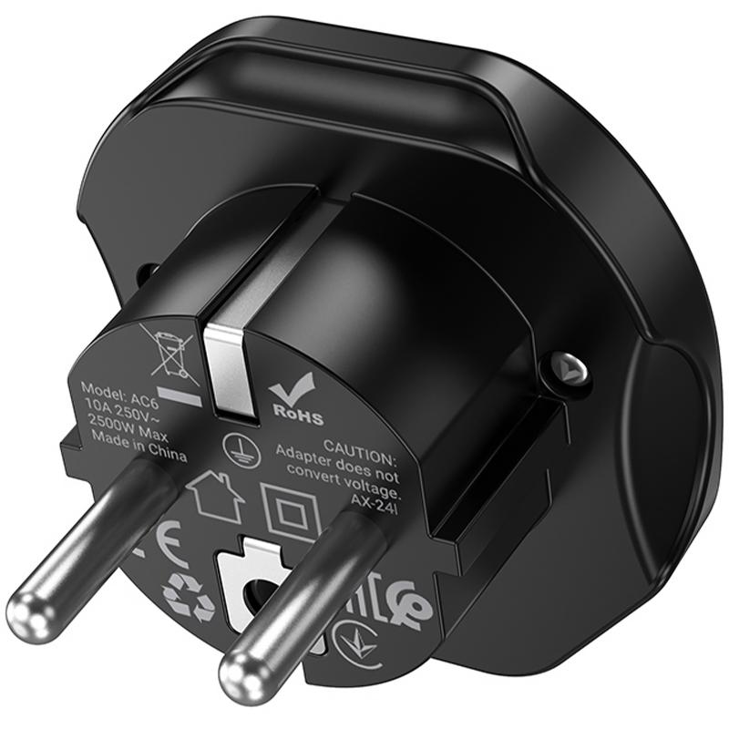 Сетевой універсальний перехідник Hoco AC6 3in1 (EU) на малюнкі №3