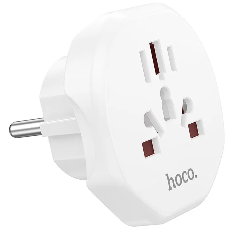 Мережевий універсальний перехідник Hoco AC6 3in1 (EU), White 1, купити оптом з доставкою