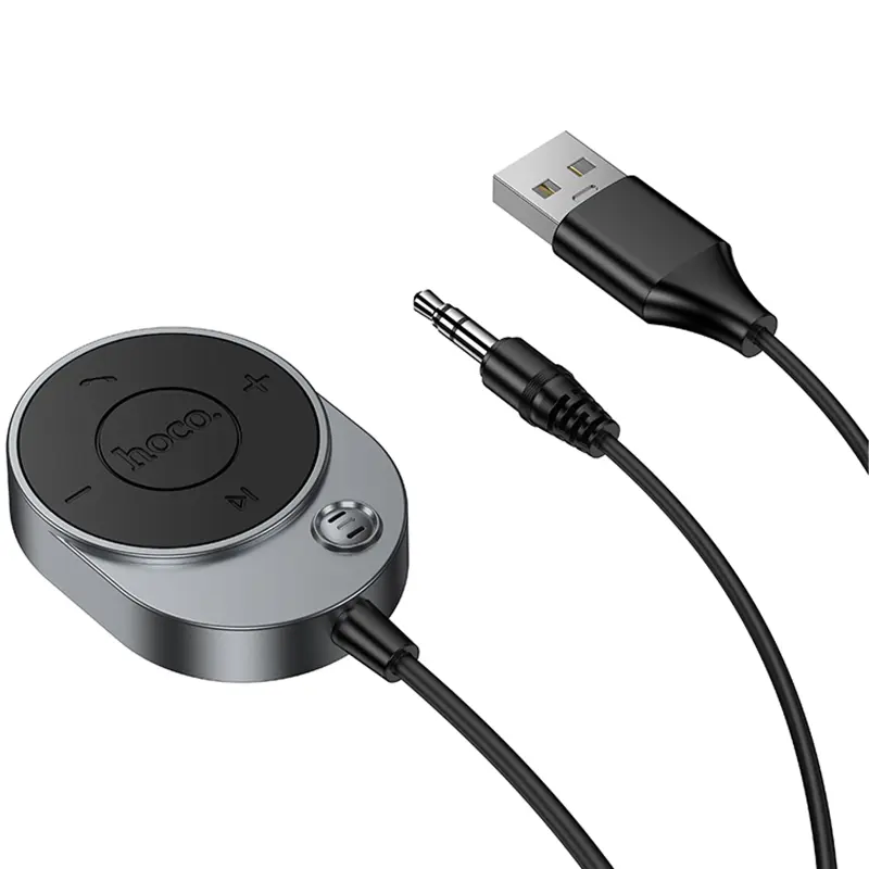 Bluetooth аудио ресивер Hoco E150 Path (AUX 3.5mm+USB-A), Metal gray 1, купить оптом с доставкой