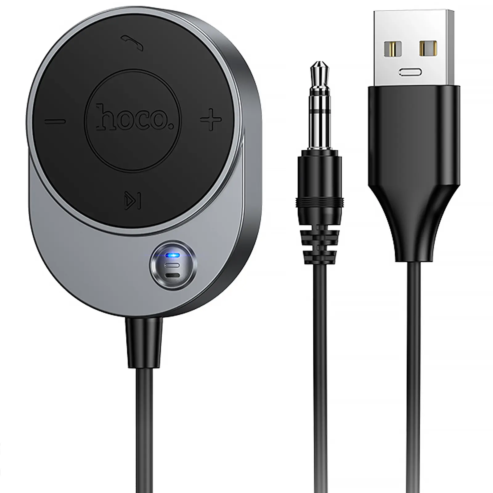 Bluetooth аудио ресивер Hoco E150 Path (AUX 3.5mm+USB-A), Metal gray, купить оптом с доставкой