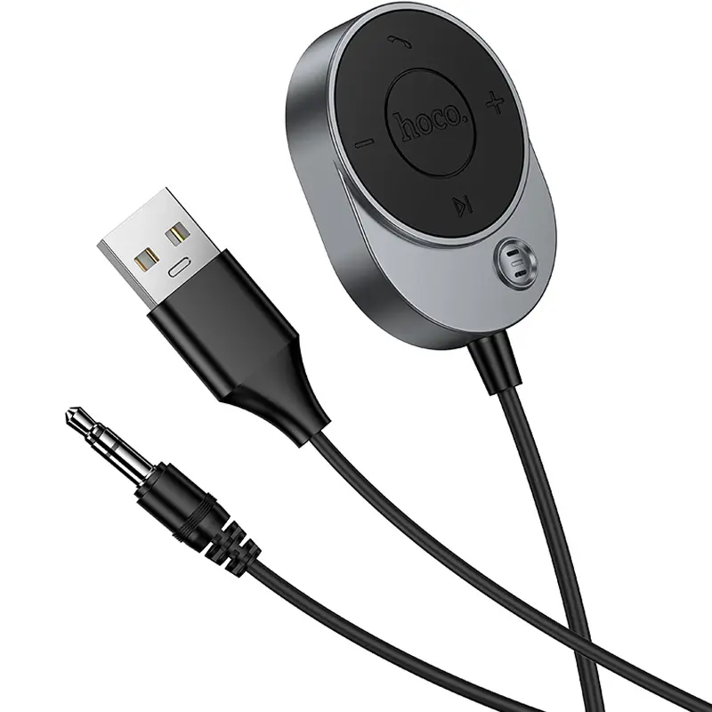 Bluetooth аудио ресивер Hoco E150 Path (AUX 3.5mm+USB-A), Metal gray 2, купить оптом с доставкой
