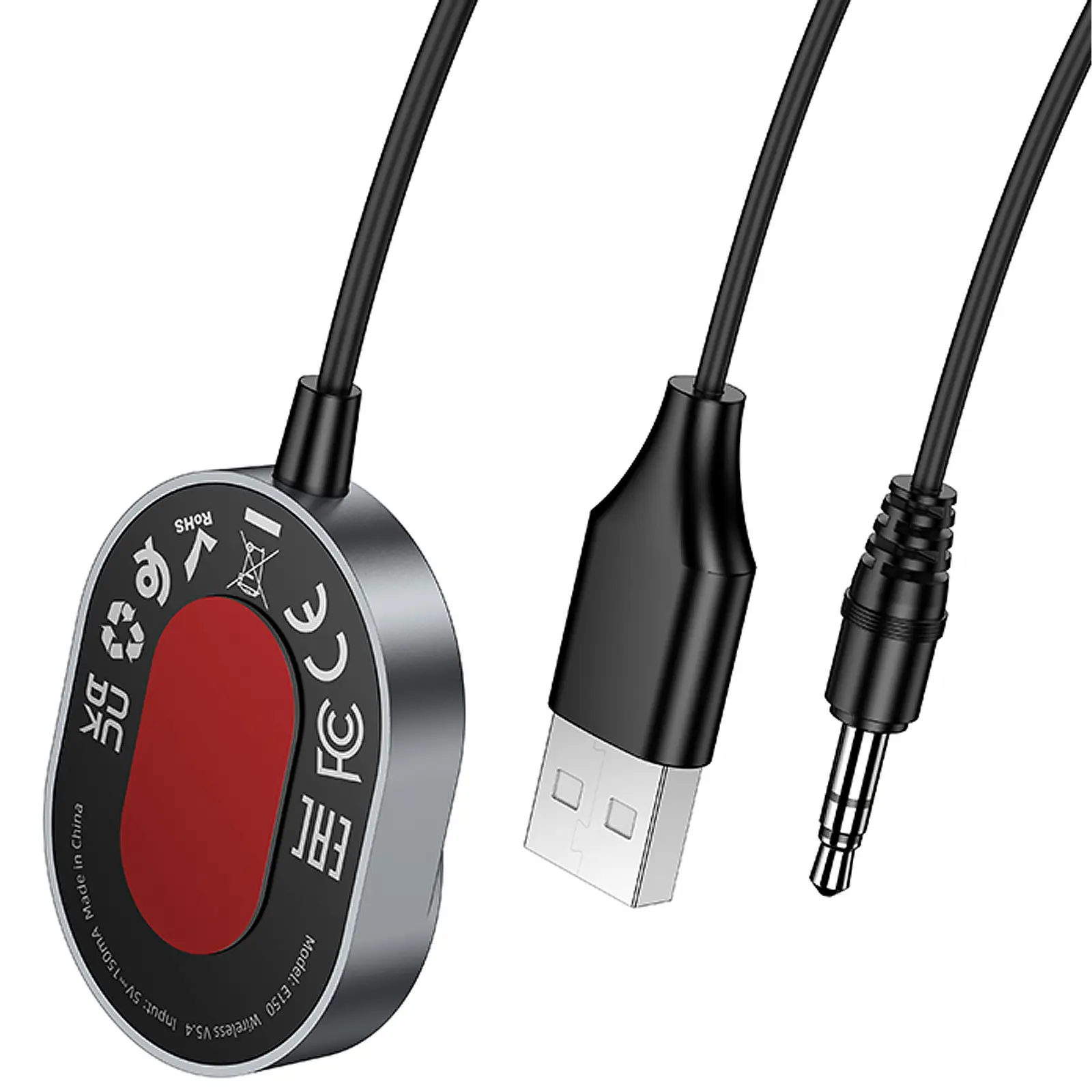Bluetooth аудио ресивер Hoco E150 Path (AUX 3.5mm+USB-A), Metal gray 3, купить оптом с доставкой