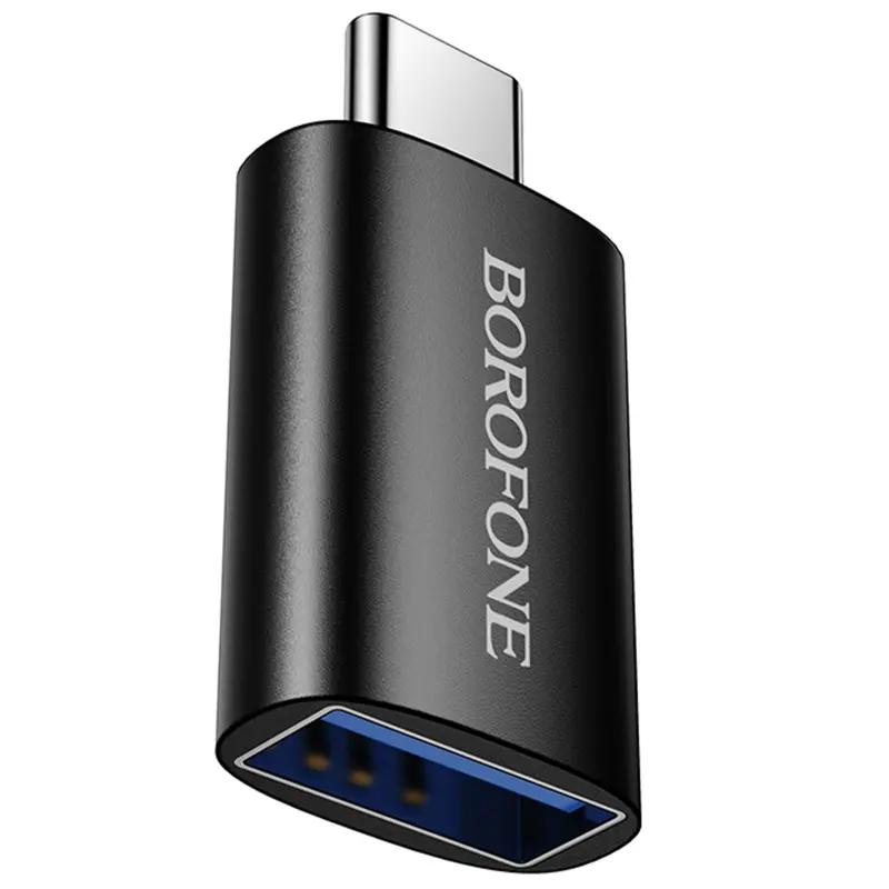 Переходник Borofone BV26C Type-C Male to USB Female USB3.0, Black, купить оптом с доставкой