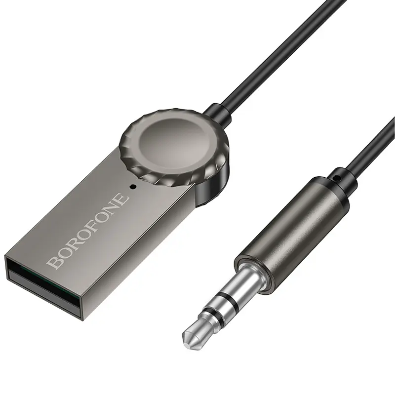 Bluetooth аудио ресивер Borofone BC56 Peaceful (AUX 3.5mm+USB-A), Metal gray 2, купить оптом с доставкой