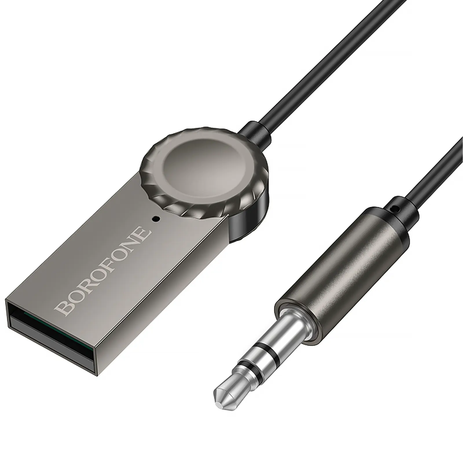 Bluetooth аудио ресивер Borofone BC56 Peaceful (AUX 3.5mm+USB-A), Metal gray 2, купить оптом с доставкой