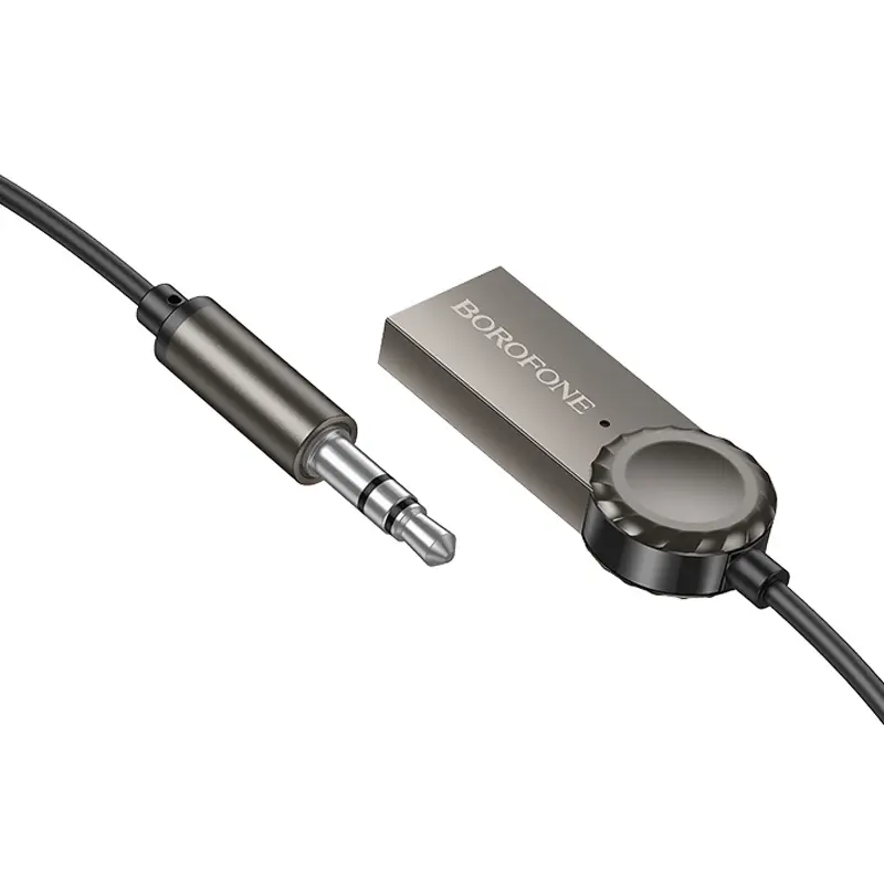 Bluetooth аудио ресивер Borofone BC56 Peaceful (AUX 3.5mm+USB-A), Metal gray 4, купить оптом с доставкой