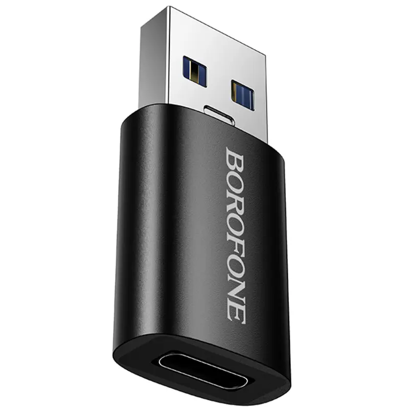 Переходник Borofone BV26B USB Male to Type-C Female USB3.0, Black, купить оптом с доставкой