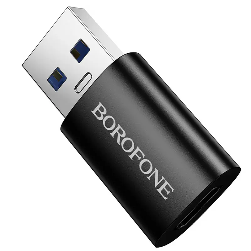 Переходник Borofone BV26B USB Male to Type-C Female USB3.0, Black 3, купить оптом с доставкой