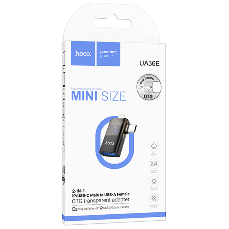 Перехідник Hoco UA36E Combo 2-in-1 (Type-C/Lightning to USB2.0) на малюнкі №2