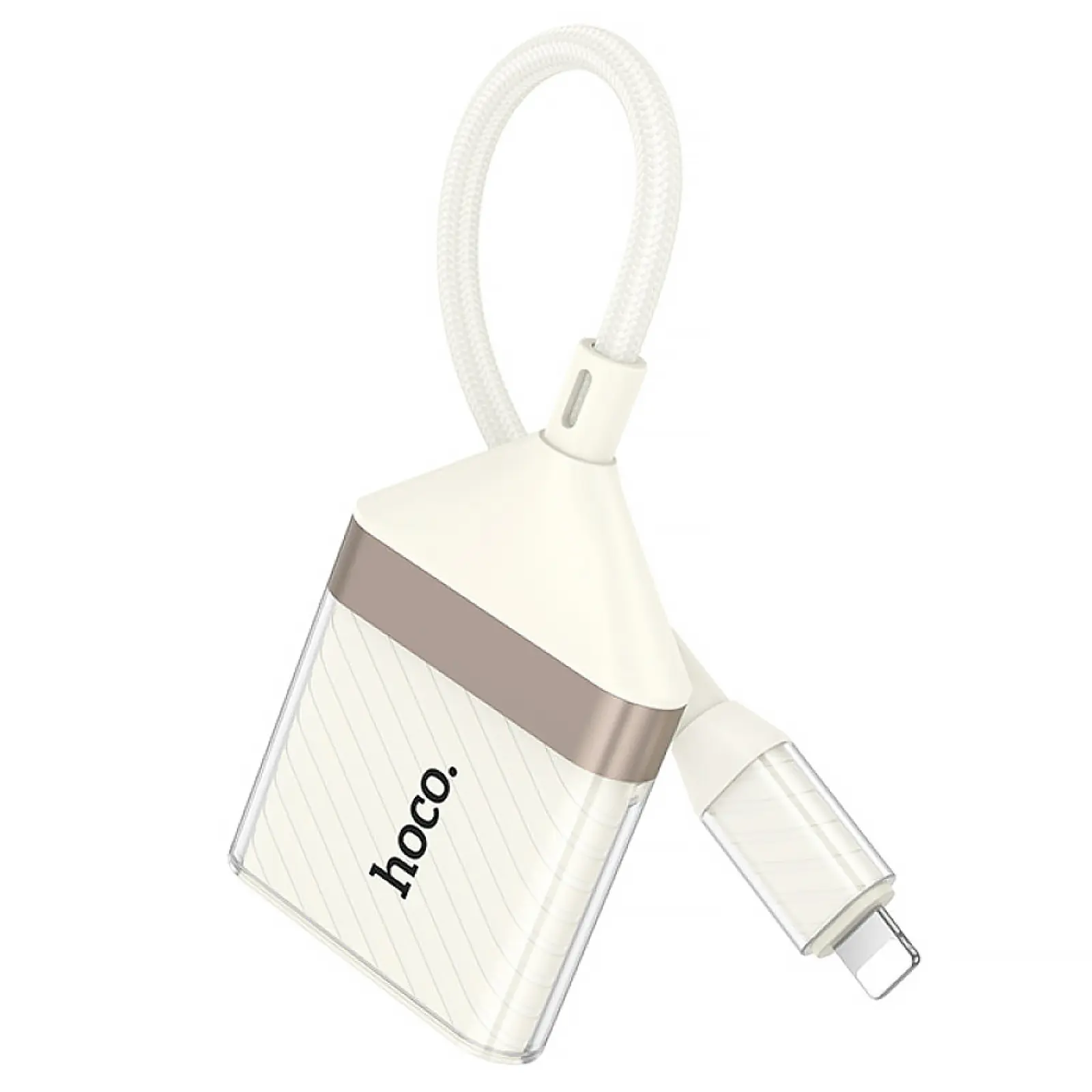 Переходник Hoco UA40 Crystal 2in1 Lightning to SD/TF (0.15m), Apricot 1, купить оптом с доставкой