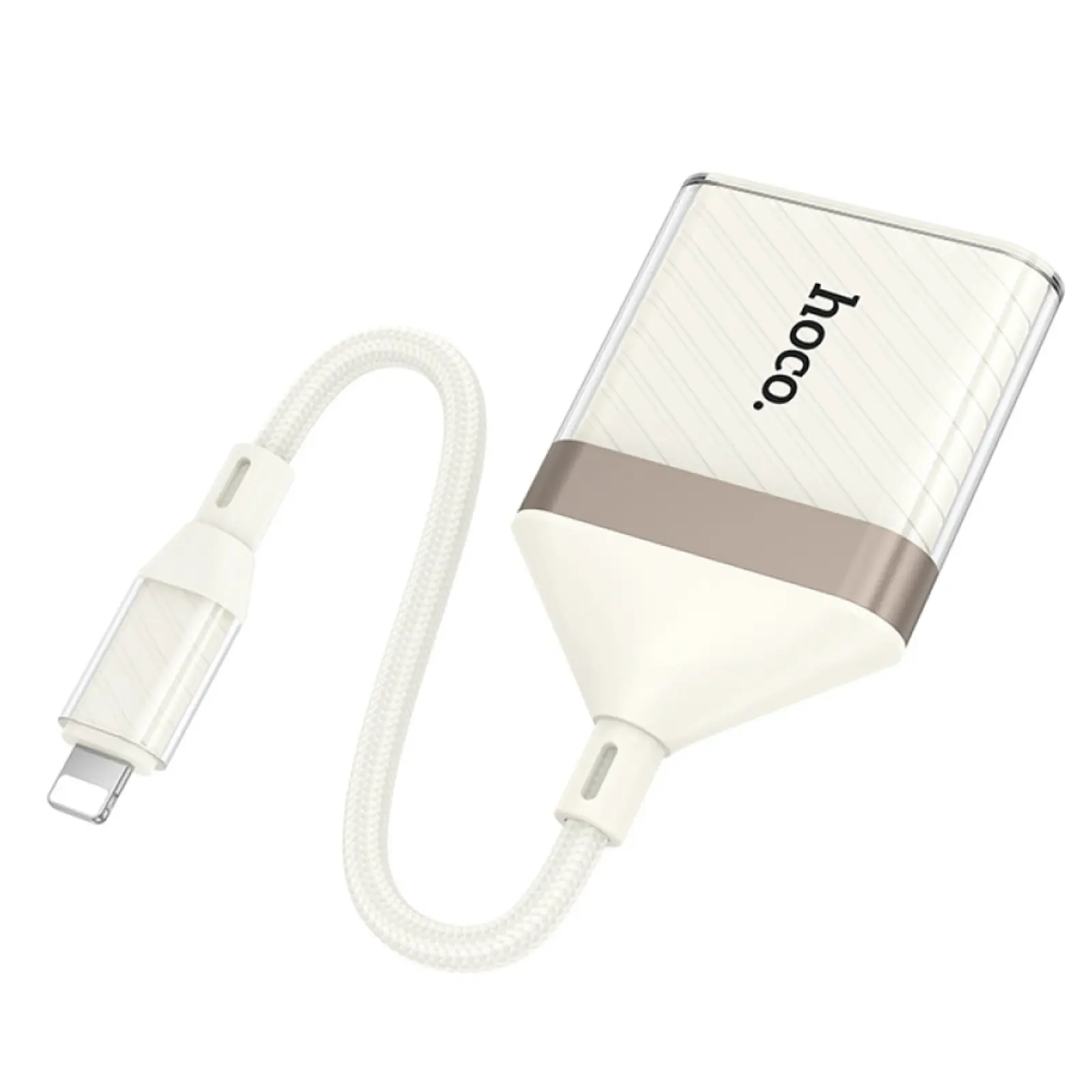 Переходник Hoco UA40 Crystal 2in1 Lightning to SD/TF (0.15m), Apricot 2, купить оптом с доставкой