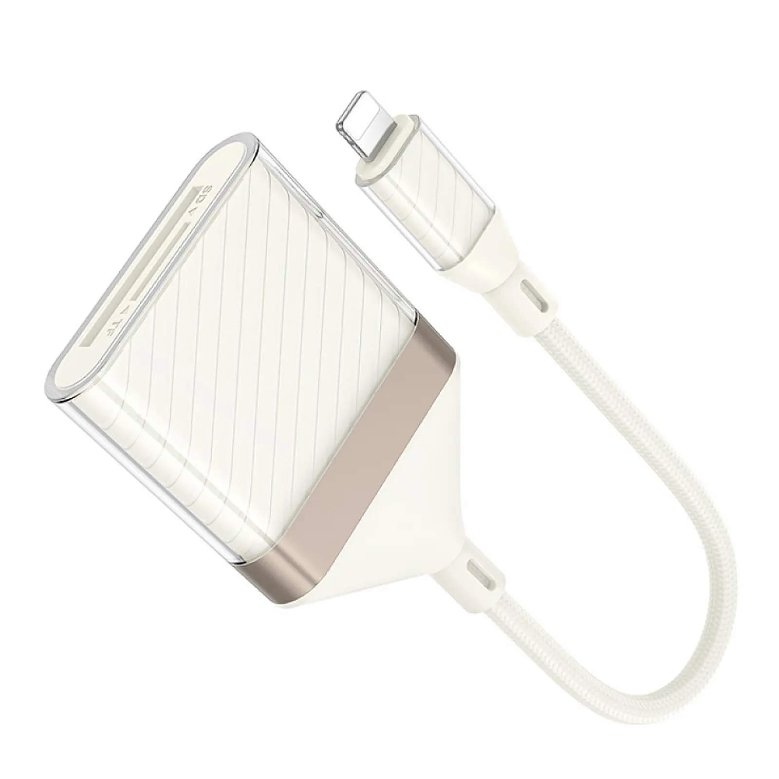 Переходник Hoco UA40 Crystal 2in1 Lightning to SD/TF (0.15m), Apricot 3, купить оптом с доставкой