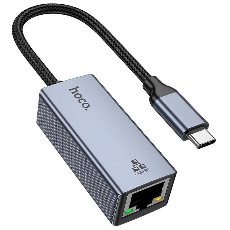 Перехідник Hoco UA37 Portable Type-C to RJ45 1000 Mbs (0.15m) на малюнкі №1