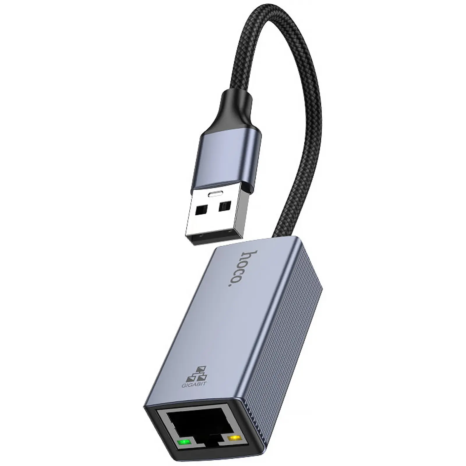 Перехідник Hoco UA37 Portable USB to RJ45 1000 Mbs (0.12m), купити оптом з доставкою