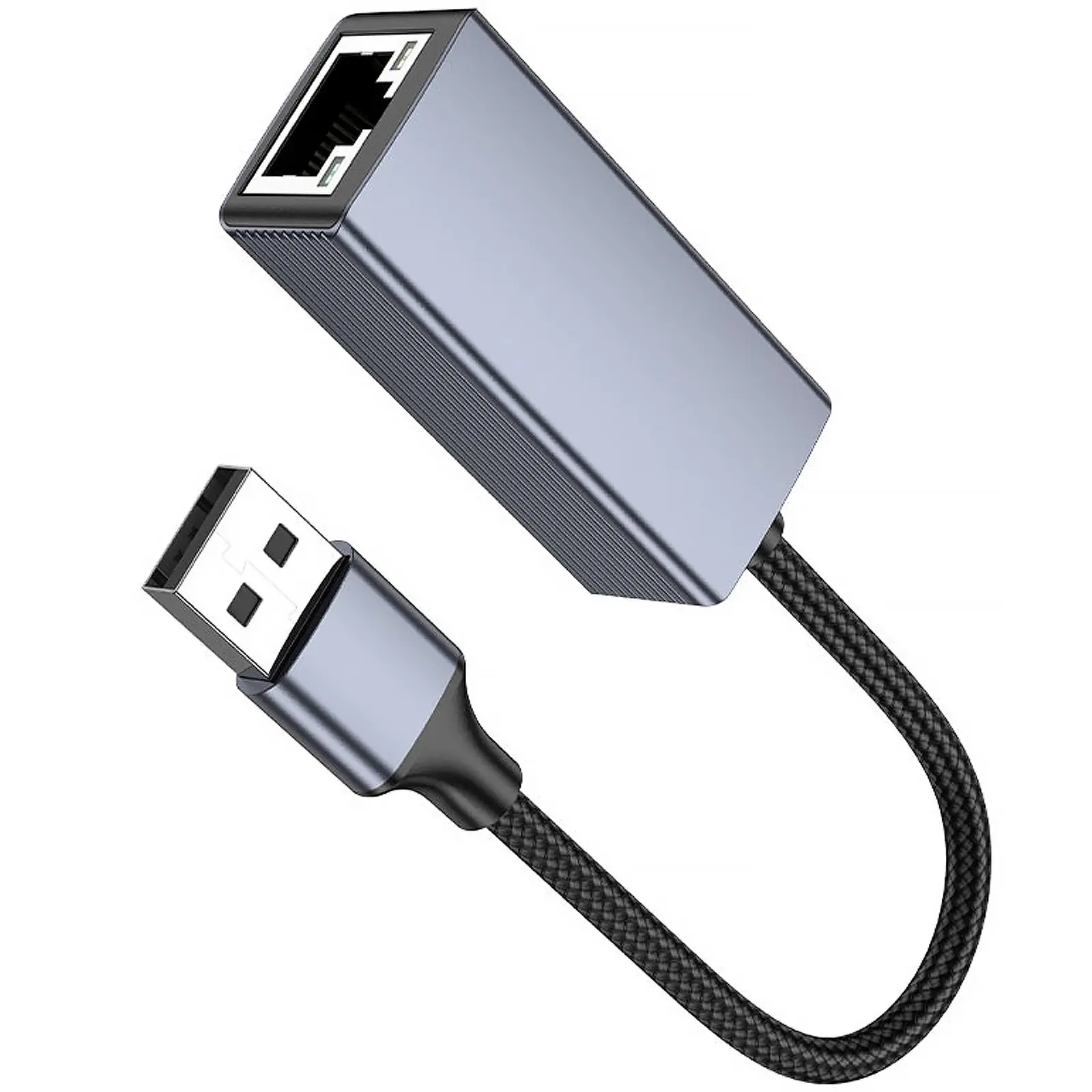 Перехідник Hoco UA37 Portable USB to RJ45 1000 Mbs (0.12m), Metal gray 1, купити оптом з доставкою