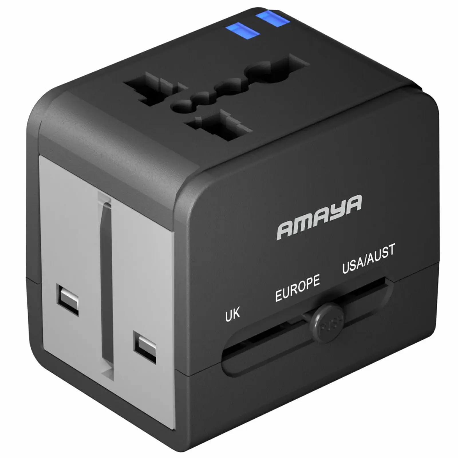 Сетевой универсальный переходник Amaya X10W 10W + 1USB-A/1C, Black, купить оптом с доставкой