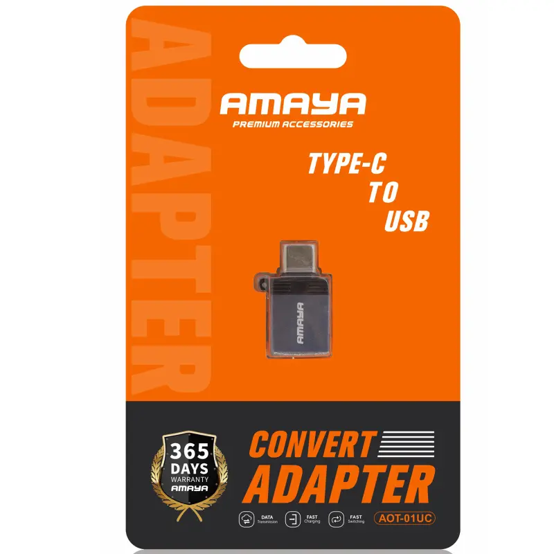 Переходник Amaya 01UC Type-C Male to USB Female USB3.0, Grey 1, купить оптом с доставкой
