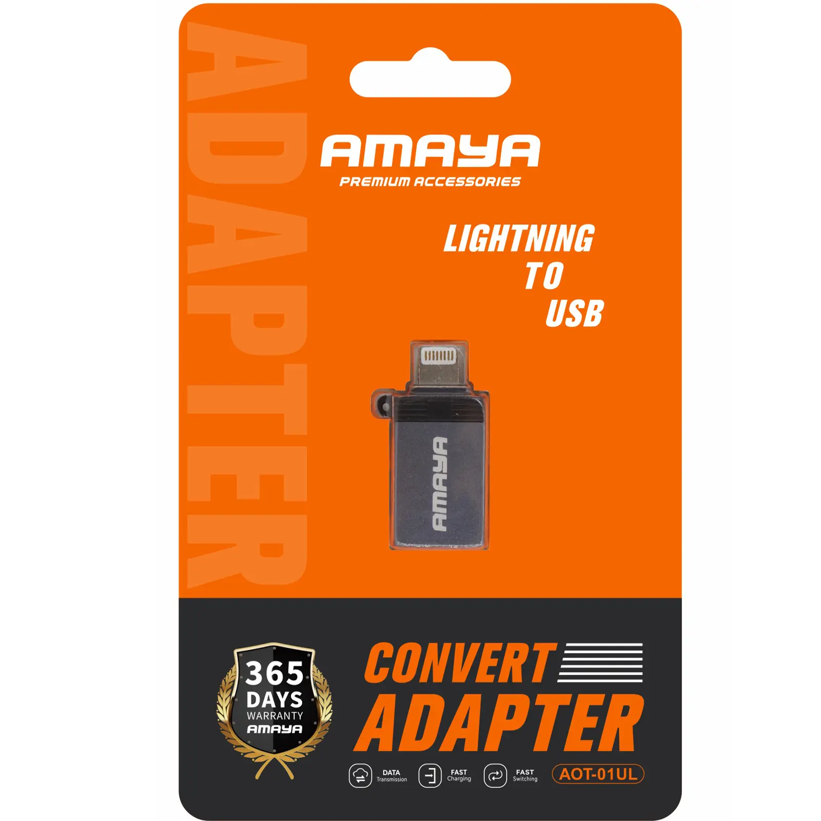 Переходник Amaya 01UL Lightning Male to USB Female USB3.0, Grey 1, купить оптом с доставкой
