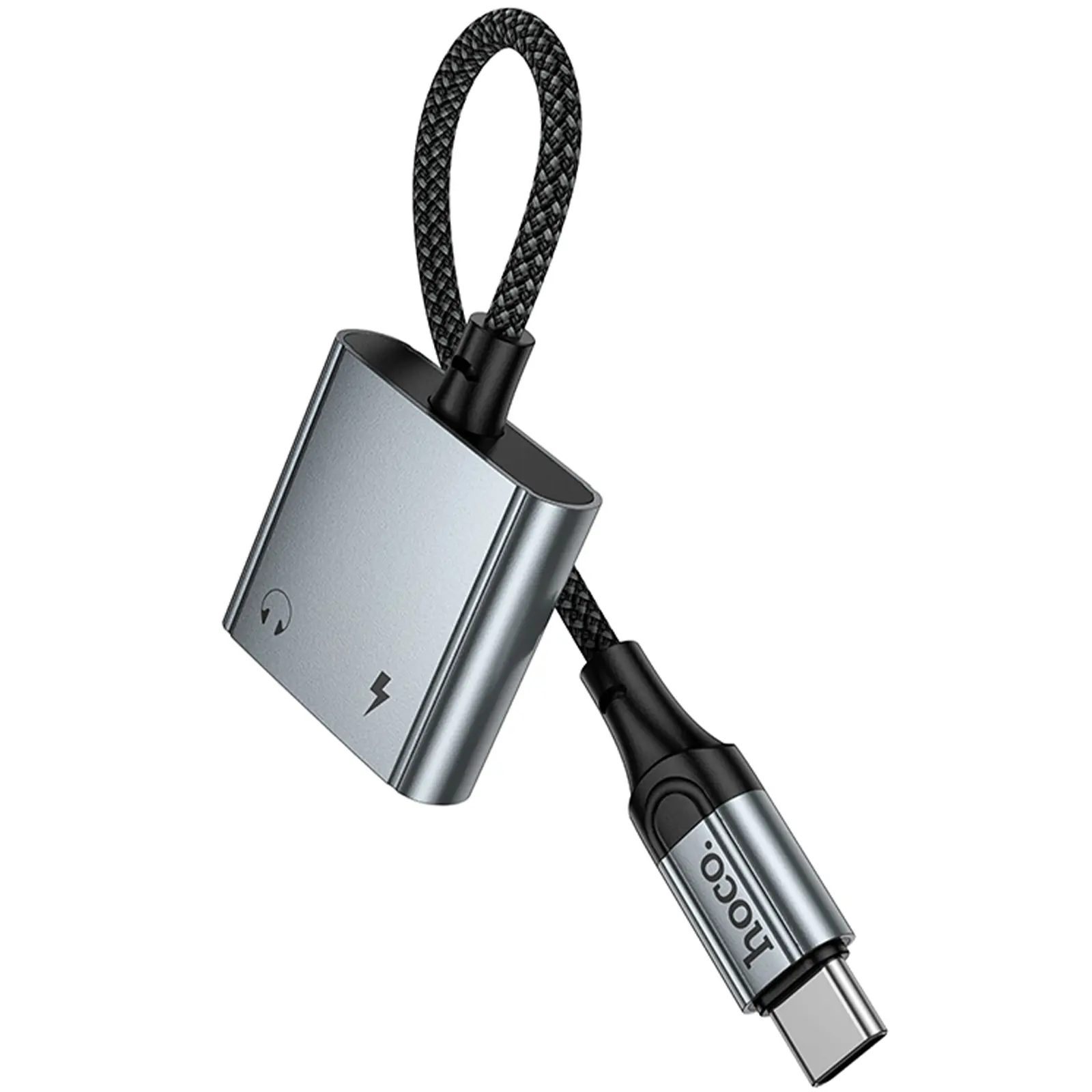 Переходник Hoco UPA34 Type-C to Type-C + 3.5mm, Metal gray 4, купить оптом с доставкой