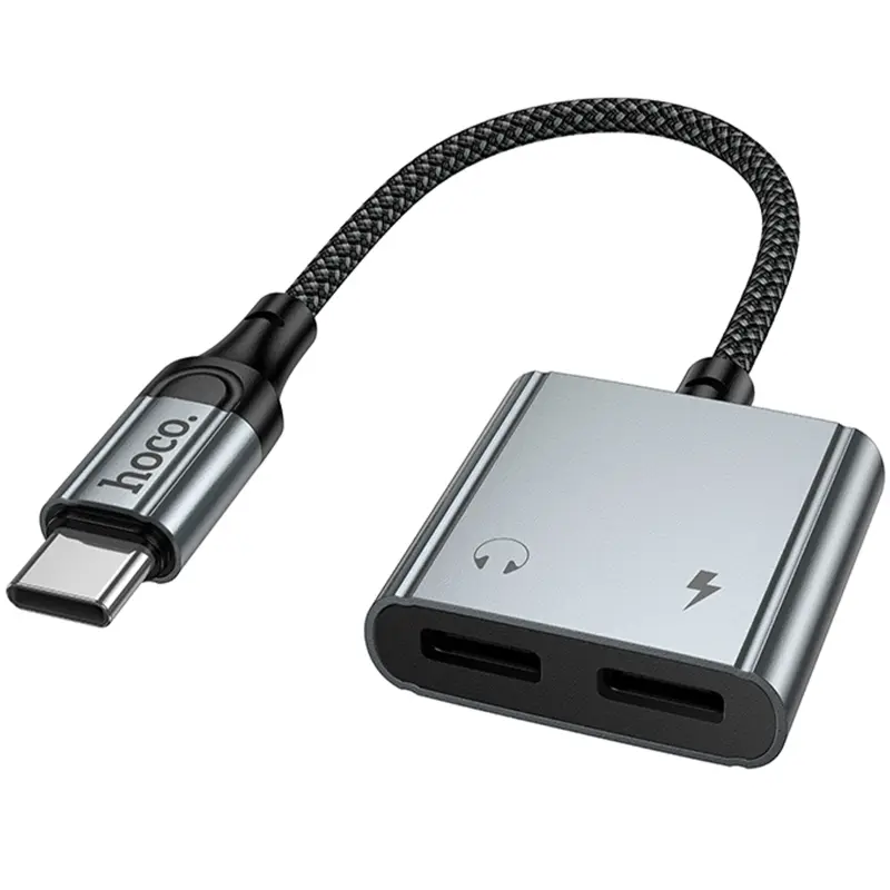 Переходник Hoco UPA34A Type-C to Type-C*2, Metal gray, купить оптом с доставкой