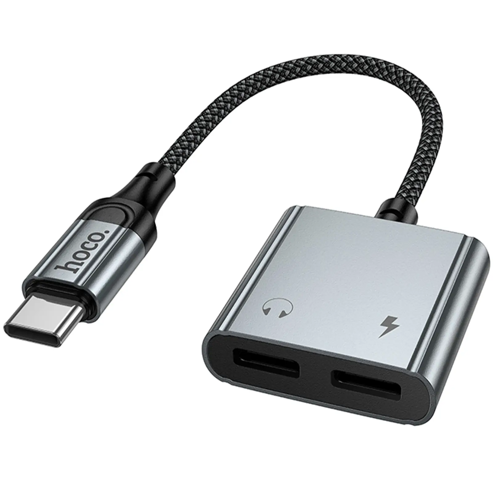Переходник Hoco UPA34A Type-C to Type-C*2, Metal gray, купить оптом с доставкой