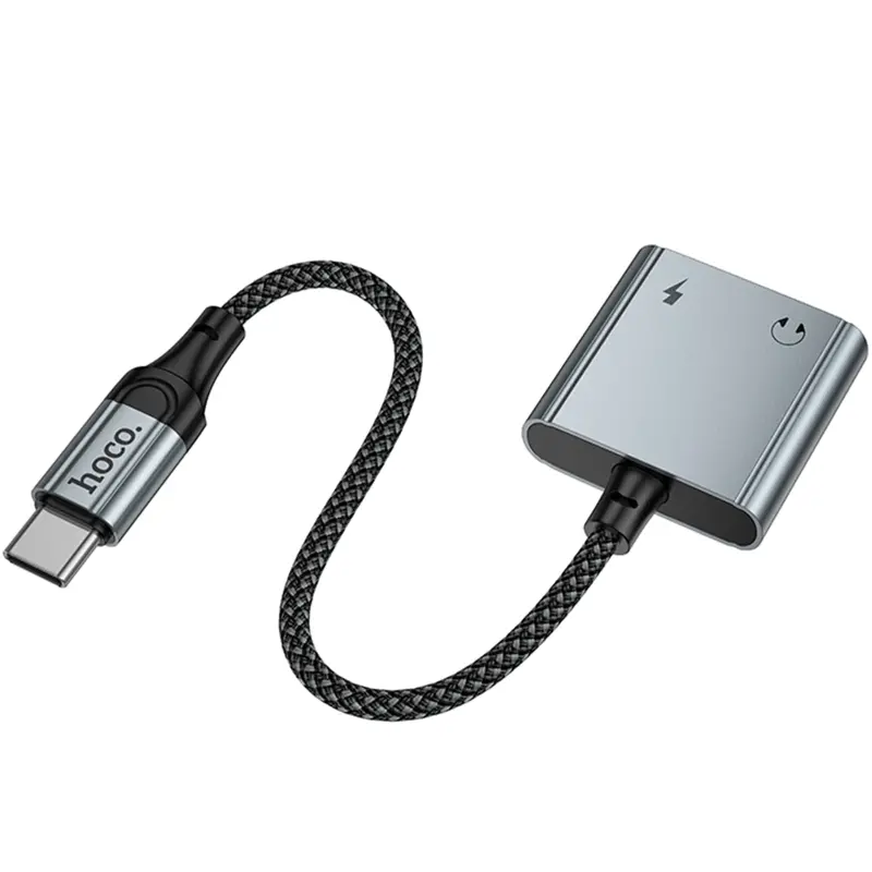Переходник Hoco UPA34A Type-C to Type-C*2, Metal gray 2, купить оптом с доставкой
