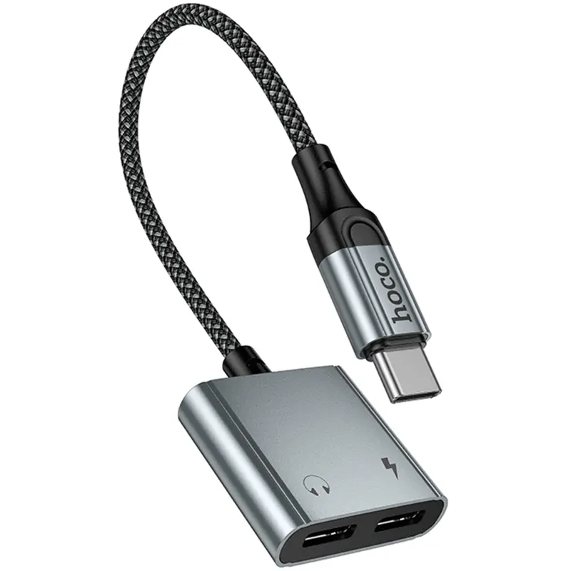 Переходник Hoco UPA34A Type-C to Type-C*2, Metal gray 4, купить оптом с доставкой