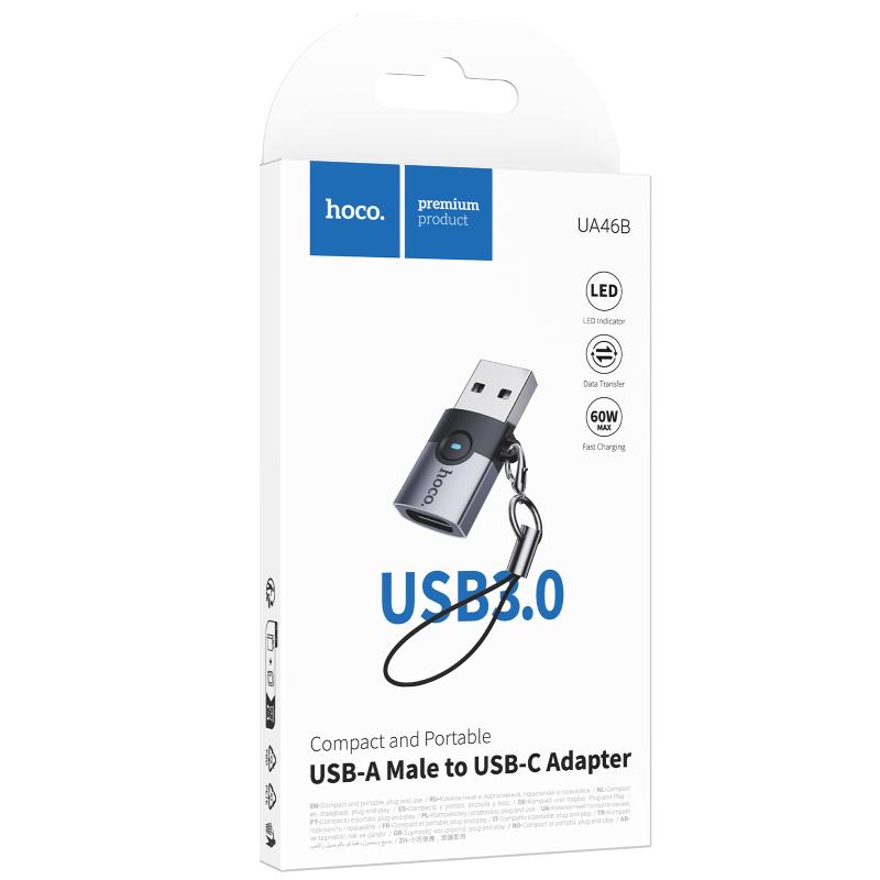 Переходник Hoco UA46B USB Male to Type-C Female USB3.0 на картинке №2