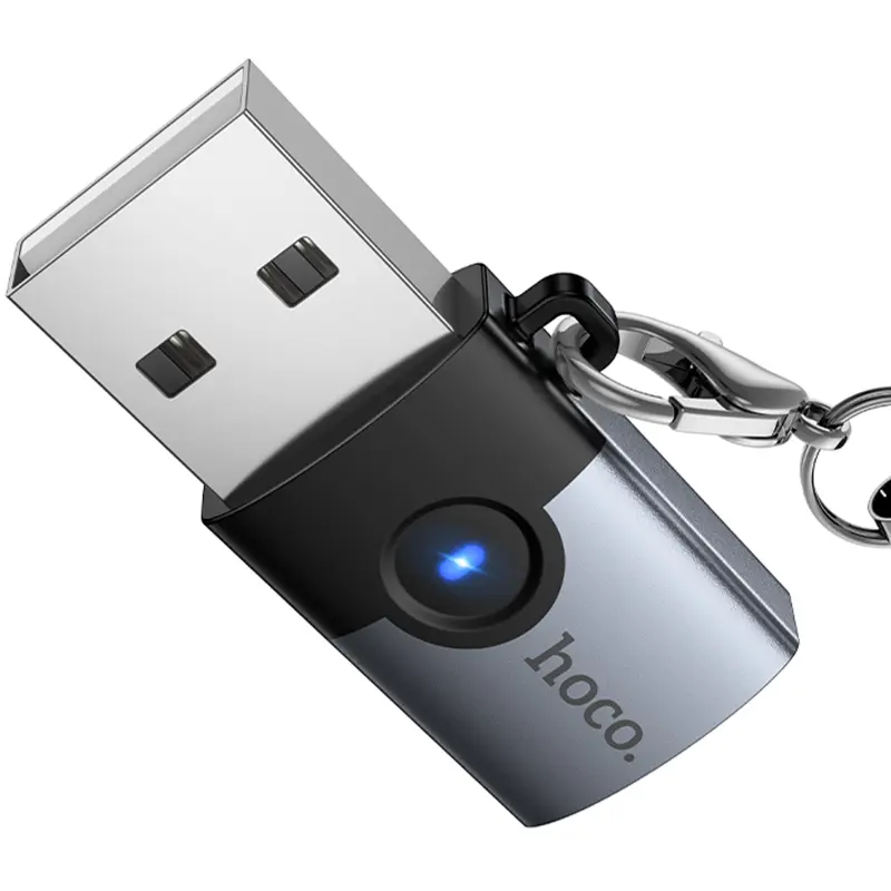Перехідник Hoco UA46B USB Male to Type-C Female USB3.0, Metal gray 4, купити оптом з доставкою