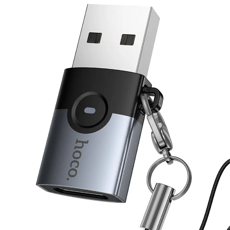 Перехідник Hoco UA46B USB Male to Type-C Female USB3.0, Metal gray 5, купити оптом з доставкою