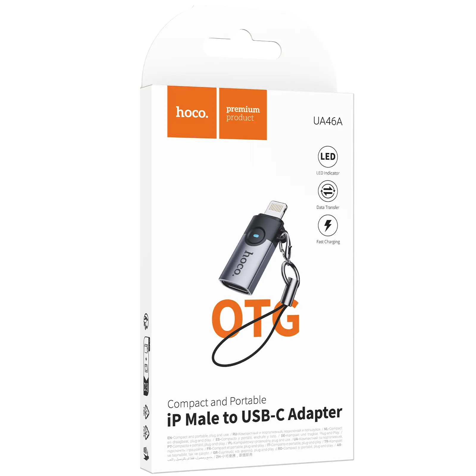 Переходник Hoco UA46A Lightning Male to Type-C Female, Metal gray 1, купить оптом с доставкой