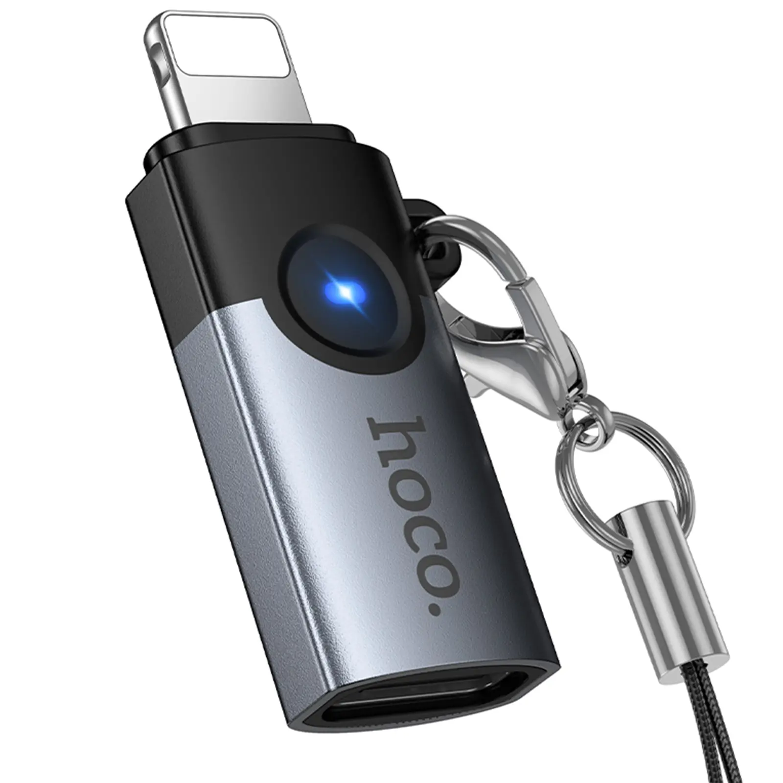 Переходник Hoco UA46A Lightning Male to Type-C Female, Metal gray 5, купить оптом с доставкой