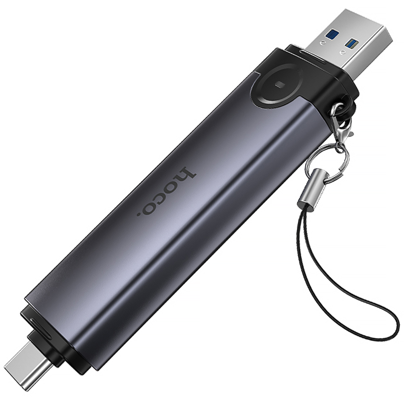 Картридер Hoco HB56 Victory 5in1 Type-C/USB2.0 to SD/TF3.0 + USB 2.0, Metal gray 2, купить оптом с доставкой