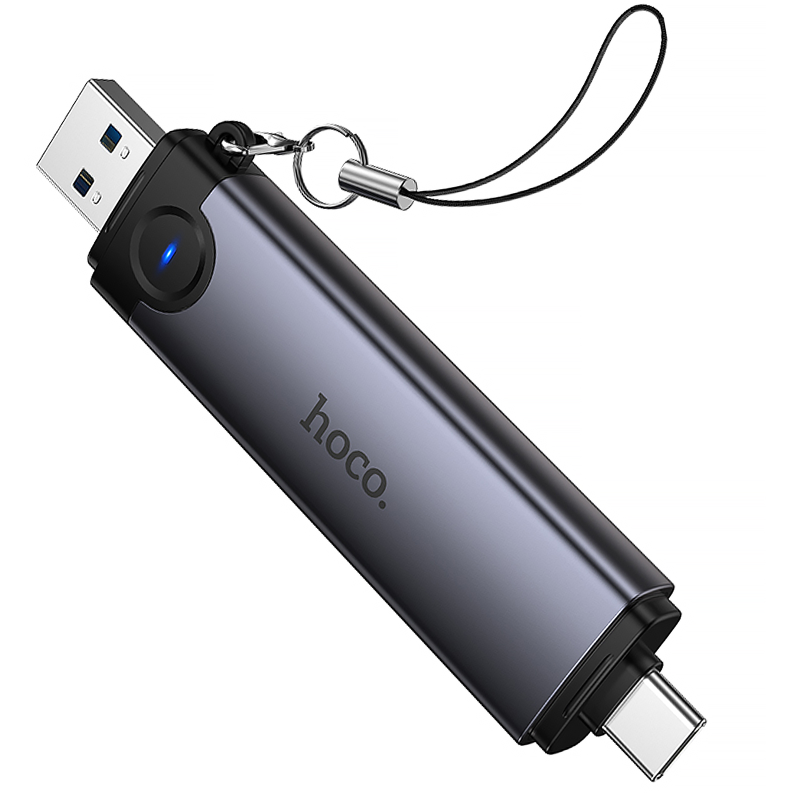 Картридер Hoco HB56 Victory 5in1 Type-C/USB2.0 to SD/TF3.0 + USB 2.0, Metal gray 3, купить оптом с доставкой