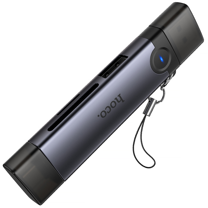 Картридер Hoco HB56 Victory 5in1 Type-C/USB2.0 to SD/TF3.0 + USB 2.0, Metal gray 4, купить оптом с доставкой