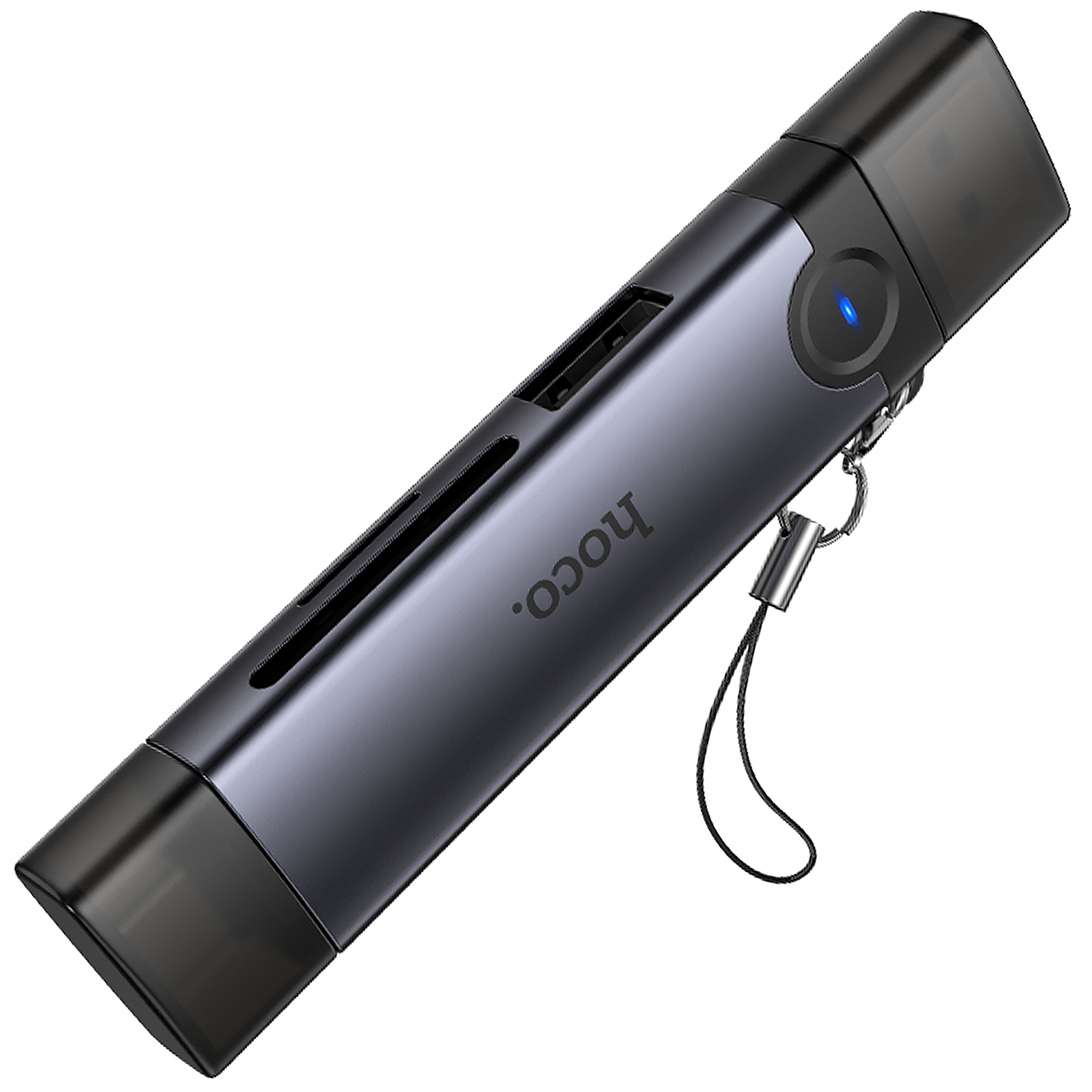 Картридер Hoco HB56 Victory 5in1 Type-C/USB2.0 to SD/TF3.0 + USB 2.0, Metal gray 4, купить оптом с доставкой