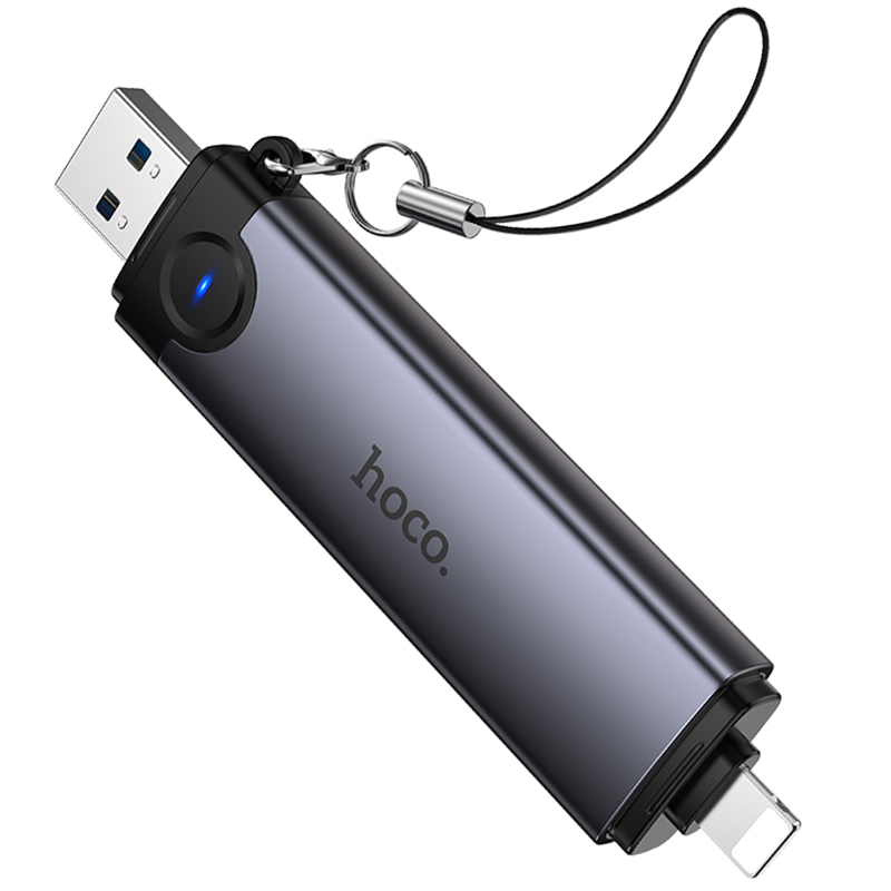 Картридер Hoco HB56A Victory 5in1 Lightning/USB2.0 to SD/TF3.0 + USB 2.0 на картинке №5