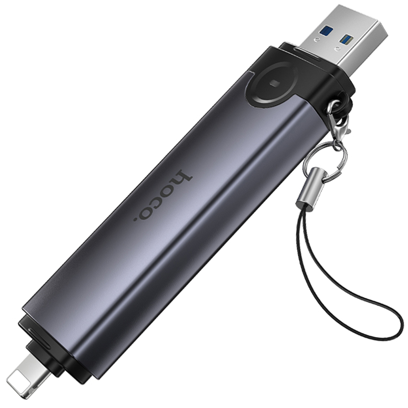 Картридер Hoco HB56A Victory 5in1 Lightning/USB2.0 to SD/TF3.0 + USB 2.0 на картинке №6