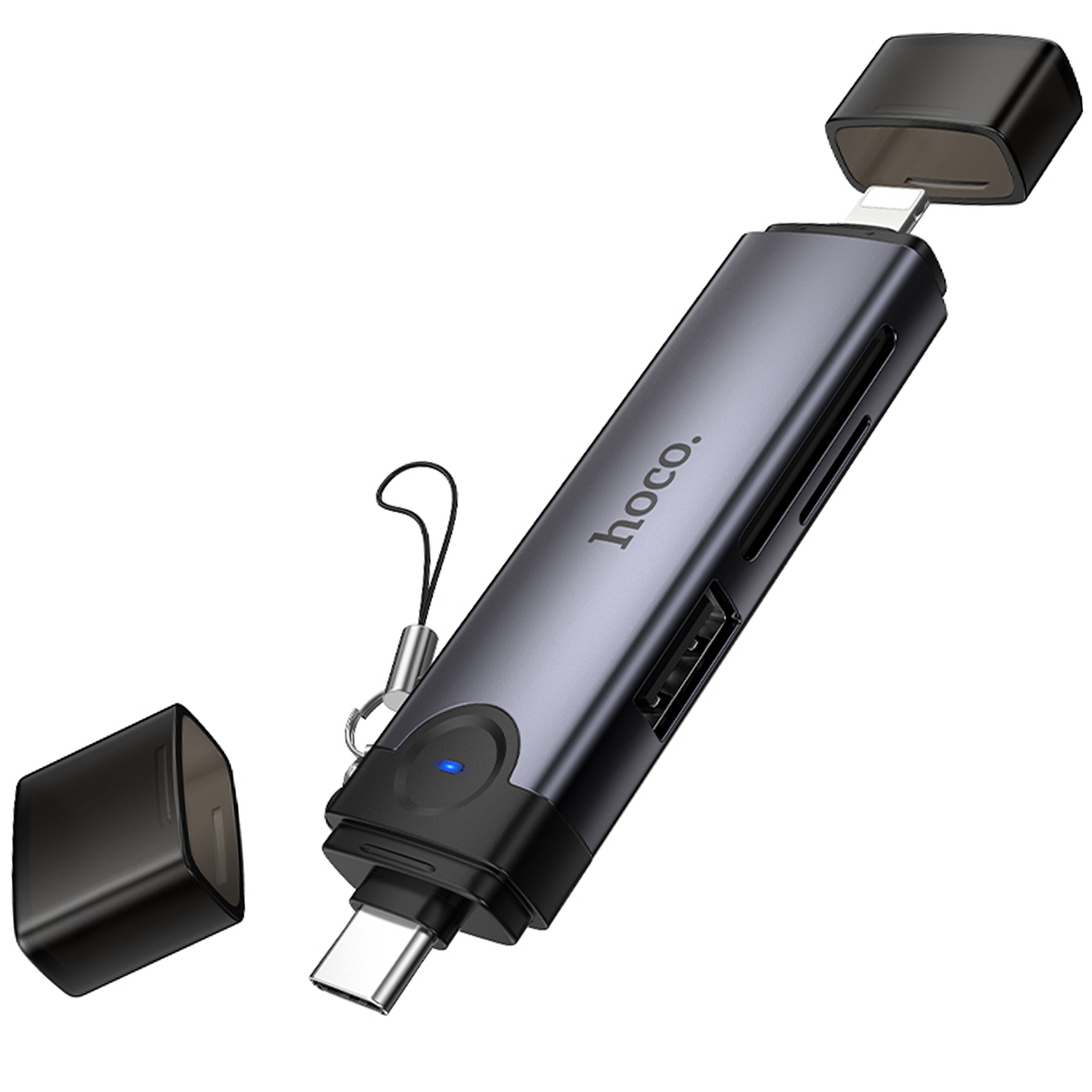 Картридер Hoco HB56B Victory 5in1 Type-C/Lightning to SD/TF3.0 + USB 2.0, купить оптом с доставкой