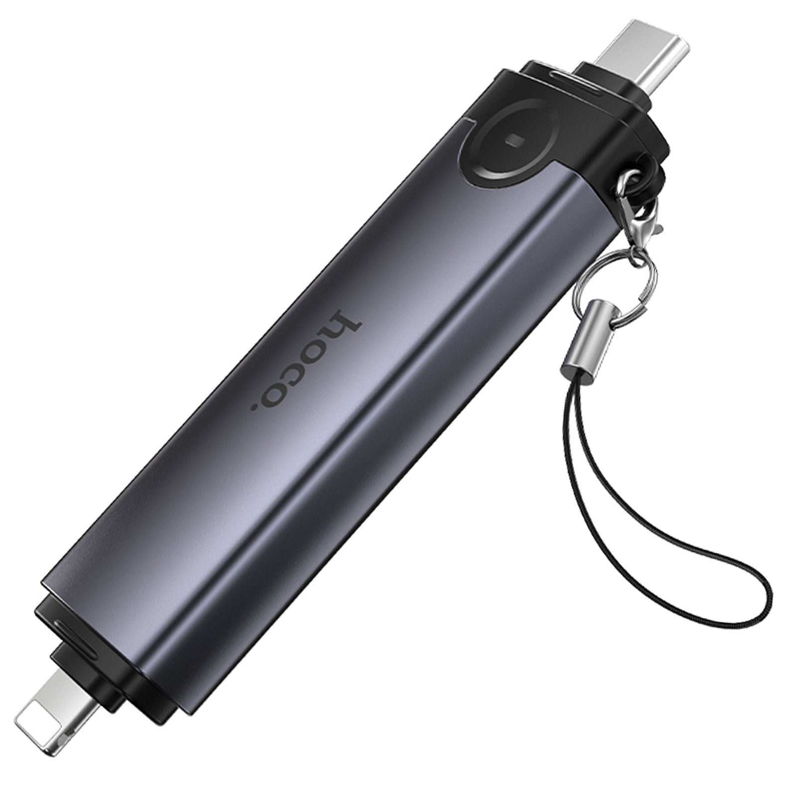 Картридер Hoco HB56B Victory 5in1 Type-C/Lightning to SD/TF3.0 + USB 2.0, Metal gray 2, купить оптом с доставкой