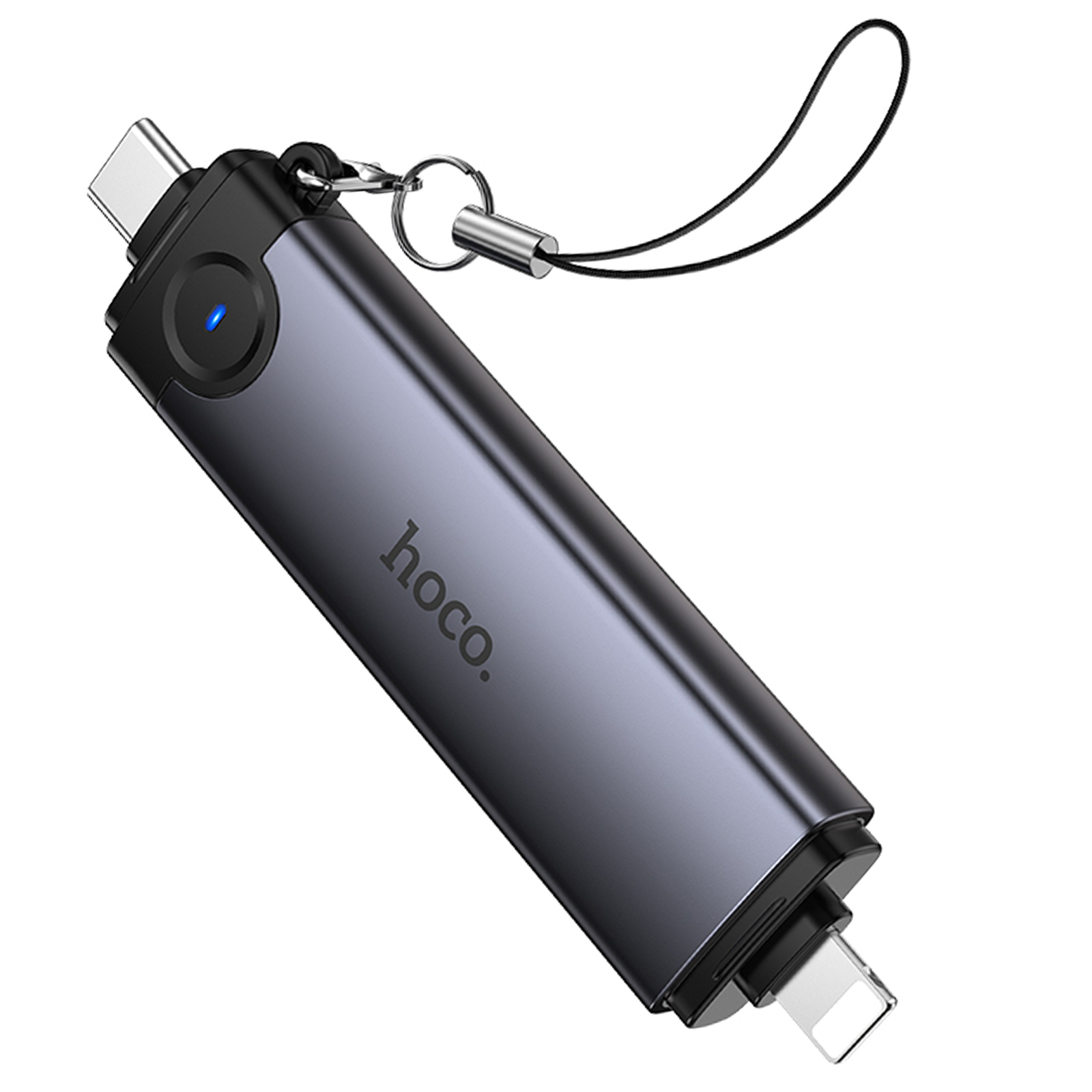 Картридер Hoco HB56B Victory 5in1 Type-C/Lightning to SD/TF3.0 + USB 2.0, Metal gray 3, купить оптом с доставкой