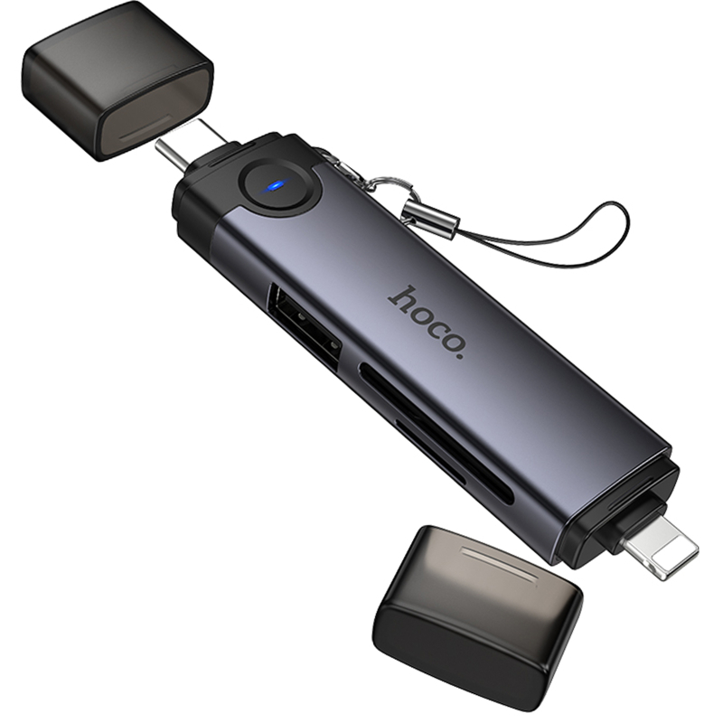Картридер Hoco HB56B Victory 5in1 Type-C/Lightning to SD/TF3.0 + USB 2.0 на картинке №6