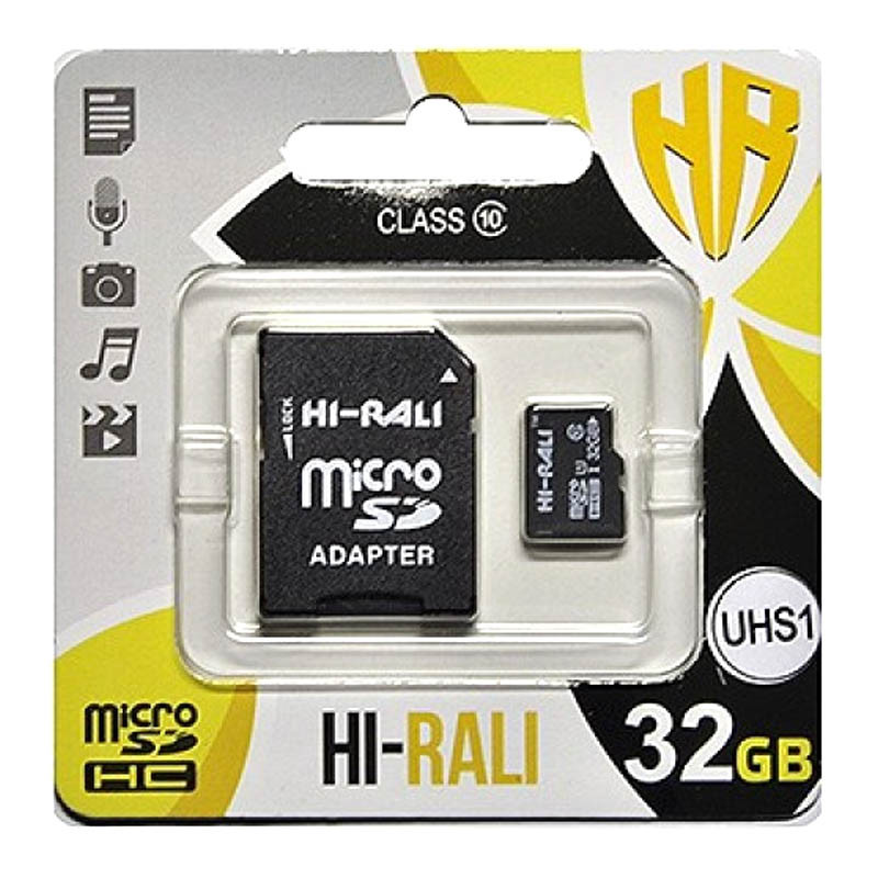 Карта пам'яті Hi-Rali (UHS-1) microSDHC Class 10 - 32GB (з адаптером), купити оптом з доставкою