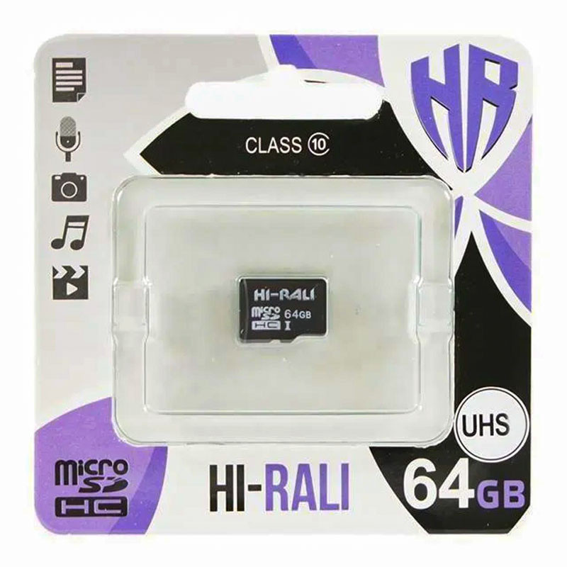 Карта памяті Hi-Rali microSDXC (UHS-1) 64 GB Card Class 10 без адаптера дивитися фото №1